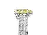 White gold Fancy Yellow Pear Cut Diamond Solitaire Ring with Three-Row Pavé Band and Four-Prong Setting_55