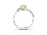 White gold Fancy Yellow Pear Cut Diamond Solitaire Ring with Twist Band and Four-Prong Setting_139