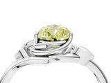 White gold Fancy Yellow Pear Cut Diamond Solitaire Ring with Twist Band and Four-Prong Setting_140