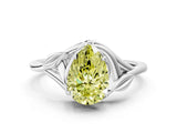 White gold Fancy Yellow Pear Cut Diamond Solitaire Ring with Twist Band and Four-Prong Setting_141