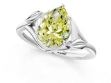 White gold Fancy Yellow Pear Cut Diamond Solitaire Ring with Twist Band and Four-Prong Setting_142