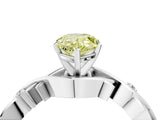 White gold Fancy Yellow Pear Cut Diamond Solitaire Ring with Twisted Band and Prong Setting_252
