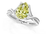 White gold Fancy Yellow Pear Cut Diamond Solitaire Twist Band Prong Setting Ring_68