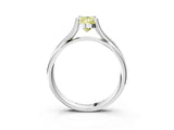 White gold Fancy Yellow Pear Cut Diamond Solitaire Twist Band Prong Setting Ring_70