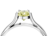 White gold Fancy Yellow Pear Cut Diamond Solitaire Twist Band Prong Setting Ring_70