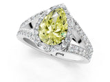 White gold Fancy Yellow Pear Cut Diamond Split Shank Halo Ring with Four-Prong Setting_71