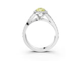 White gold Fancy Yellow Pear Cut Diamond Split Shank Halo Ring with Four-Prong Setting_73