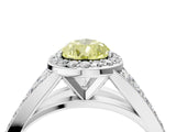 White gold Fancy Yellow Pear Cut Diamond Split Shank Halo Ring with Four-Prong Setting_73