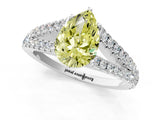 White gold Fancy Yellow Pear Cut Diamond Split Shank Pavé Engagement Ring with Four-Prong Setting_88