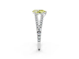 White gold Fancy Yellow Pear Cut Diamond Split Shank Pavé Engagement Ring with Four-Prong Setting_89