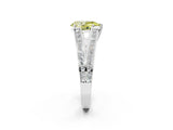 White gold Fancy Yellow Pear Cut Diamond Split Shank Ring with Pavé Band and Four-Prong Setting_46
