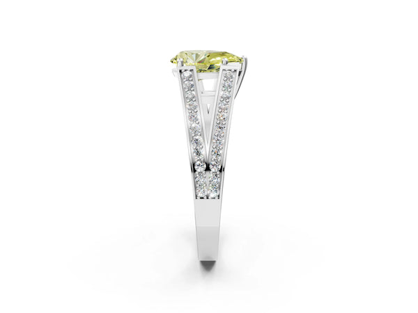 Platinum Pear-Shaped Pave Split Shank Engagement Ring Setting for Fancy Yellow Center