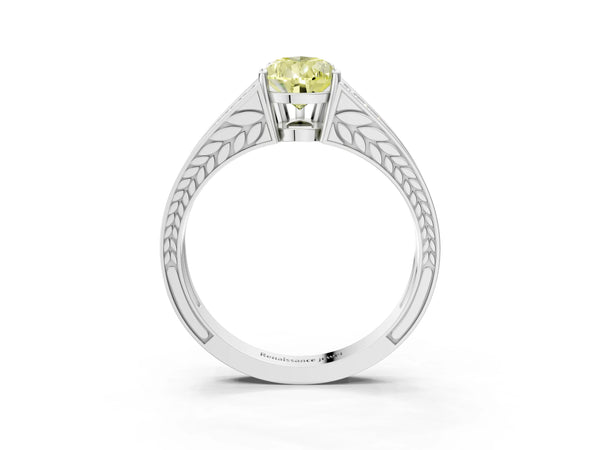 Platinum Pear-Shaped Pave Split Shank Engagement Ring Setting for Fancy Yellow Center