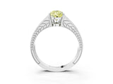 White gold Fancy Yellow Pear Cut Diamond Split Shank Ring with Pavé Band and Four-Prong Setting_47