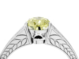 White gold Fancy Yellow Pear Cut Diamond Split Shank Ring with Pavé Band and Four-Prong Setting_48
