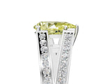 White gold Fancy Yellow Pear Cut Diamond Split Shank Ring with Pavé Band and Four-Prong Setting_49