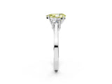 White gold Fancy Yellow Pear Cut Diamond Three-Stone Engagement Ring with Prong Setting and Pavé Band_2