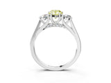 White gold Fancy Yellow Pear Cut Diamond Three-Stone Engagement Ring with Prong Setting and Pavé Band_3