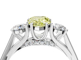 White gold Fancy Yellow Pear Cut Diamond Three-Stone Engagement Ring with Prong Setting and Pavé Band_4