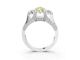 White gold Fancy Yellow Pear Cut Diamond Three-Stone Ring with Channel Set Band and Four-Prong Setting_64