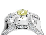 White gold Fancy Yellow Pear Cut Diamond Three-Stone Ring with Channel Set Band and Four-Prong Setting_65