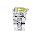 White gold Fancy Yellow Pear Cut Diamond Three-Stone Ring with Channel Set Band and Four-Prong Setting_66