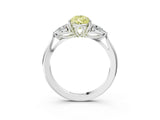 White gold Fancy Yellow Pear Cut Diamond Three-Stone Ring with Pear  Side Stones and Prong Setting_152