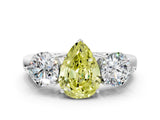 White gold Fancy Yellow Pear Cut Diamond Three-Stone Ring with Prong Setting and Classic Band_137