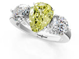 White gold Fancy Yellow Pear Cut Diamond Three-Stone Ring with Prong Setting and Classic Band_138