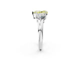 White gold Fancy Yellow Pear Cut Diamond Three-Stone Ring with Prong Setting and Classic Band_139