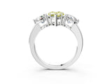 White gold Fancy Yellow Pear Cut Diamond Three-Stone Ring with Prong Setting and Classic Band_140