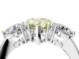 White gold Fancy Yellow Pear Cut Diamond Three-Stone Ring with Prong Setting and Classic Band_141