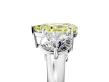 White gold Fancy Yellow Pear Cut Diamond Three-Stone Ring with Prong Setting and Classic Band_142