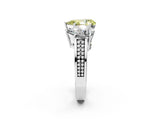 White gold Fancy Yellow Pear Cut Diamond Three-Stone Ring with Prong Setting and Textured Band_14