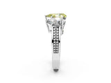 White gold Fancy Yellow Pear Cut Diamond Three-Stone Ring with Prong Setting and Textured Band_26