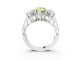 White gold Fancy Yellow Pear Cut Diamond Three-Stone Ring with Prong Setting and Textured Band_27