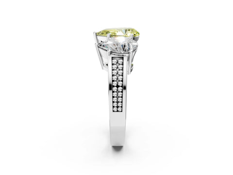 White gold Fancy Yellow Pear Cut Diamond Three-Stone Ring with Prong Setting and Textured Band_38