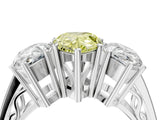 White gold Fancy Yellow Pear Cut Diamond Three-Stone Ring with Prong Setting and Textured Band_4