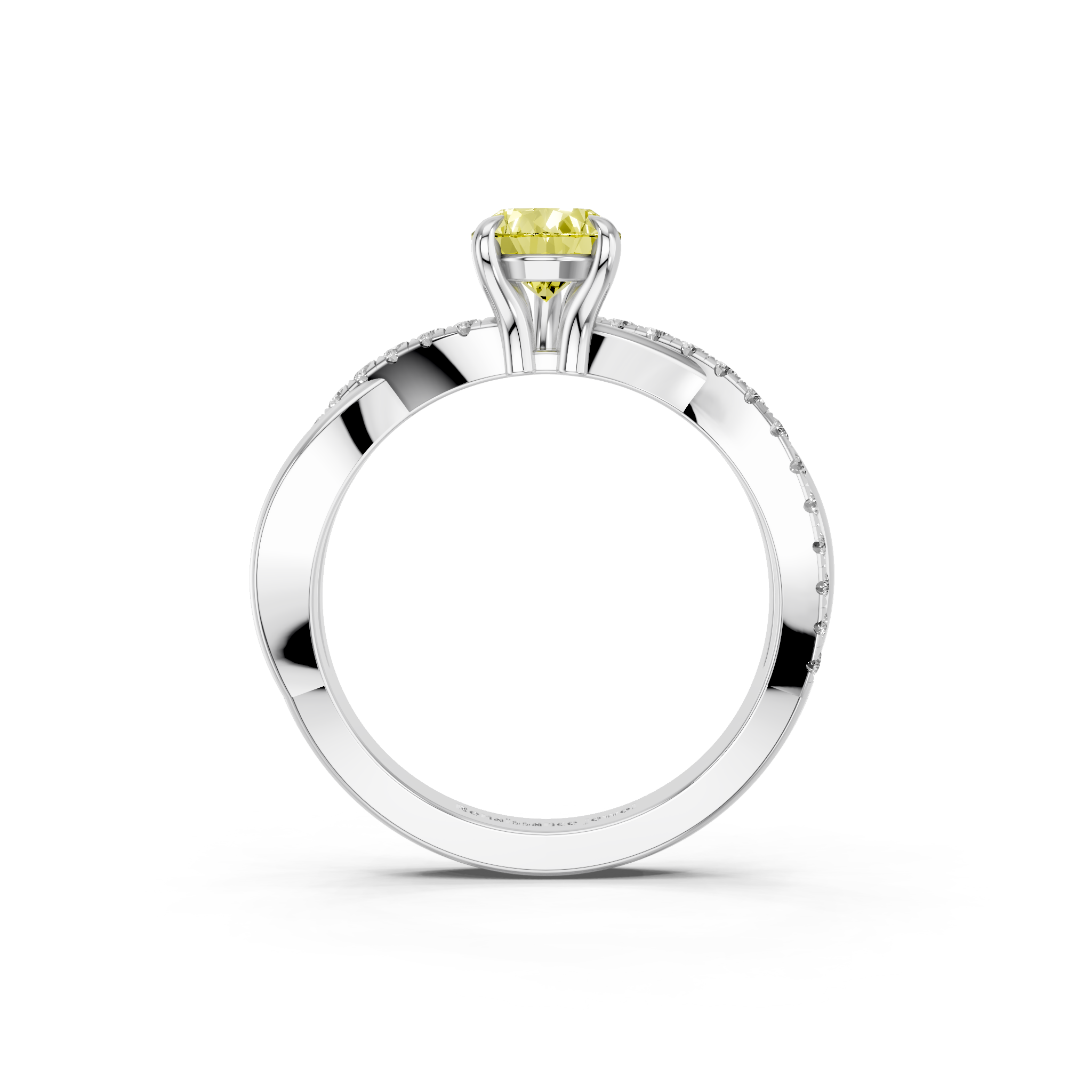 White gold Fancy Yellow Pear  Cut Diamond Twist Band Solitaire with Prong Setting_5