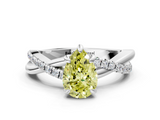 White gold Fancy Yellow Pear  Cut Diamond Twist Band Solitaire with Prong Setting_55