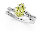 White gold Fancy Yellow Pear  Cut Diamond Twist Band Solitaire with Prong Setting_56