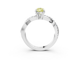 White gold Fancy Yellow Pear  Cut Diamond Twist Band Solitaire with Prong Setting_58