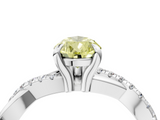 White gold Fancy Yellow Pear  Cut Diamond Twist Band Solitaire with Prong Setting_59