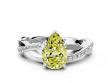 White gold Fancy Yellow Pear  Cut Diamond Twisted Band Engagement Ring with Prong Setting_3