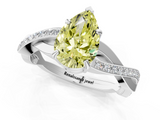 White gold Fancy Yellow Pear  Cut Diamond Twisted Band Engagement Ring with Prong Setting_4