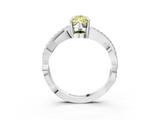 White gold Fancy Yellow Pear  Cut Diamond Twisted Band Engagement Ring with Prong Setting_6