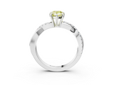 White gold Fancy Yellow Pear  Cut Diamond Twisted Band with Pavé Setting and Four-Prong Setting_30