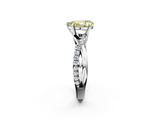 White gold Fancy Yellow Pear  Cut Diamond Twisted Band with Pavé Setting and Four-Prong Setting_34