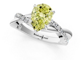 White gold Fancy Yellow Pear  Cut Diamond Twisted Band with Pavé Setting and Four-Prong Setting_45