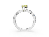 White gold Fancy Yellow Pear  Cut Diamond Twisted Band with Pavé Setting and Four-Prong Setting_47